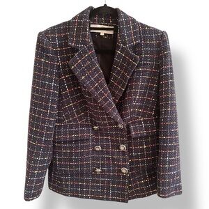 Veronica Beard Rumer Women's Tweed Dickey Plaid Double-Breasted Blazer